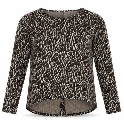 NEXT Womens Brown Round Neck Animal Print Viscose Pullover Jumper Size 12 - Button Detail Leopard Print
