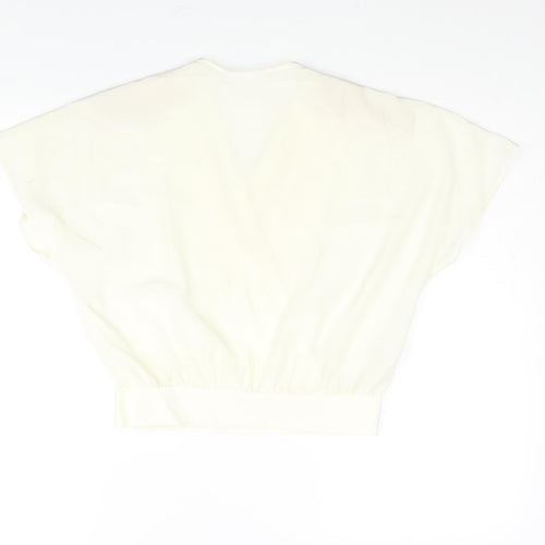 St Michael Womens Ivory Polyester Wrap Blouse Size 10 V-Neck - Pleat Detail