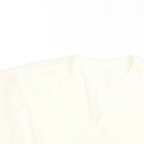 St Michael Womens Ivory Polyester Wrap Blouse Size 10 V-Neck - Pleat Detail