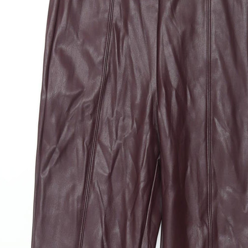 Marks and Spencer Womens Purple Polyester Cropped Leggings Size 8 L27 in - Leather Look