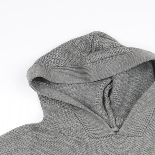 COLLUSION Womens Grey Round Neck Acrylic Pullover Jumper Size 18 - Logo Hooded Cropped