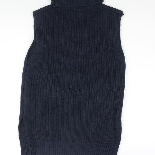 Marks and Spencer Womens Blue Roll Neck Polyester Vest Jumper Size XS