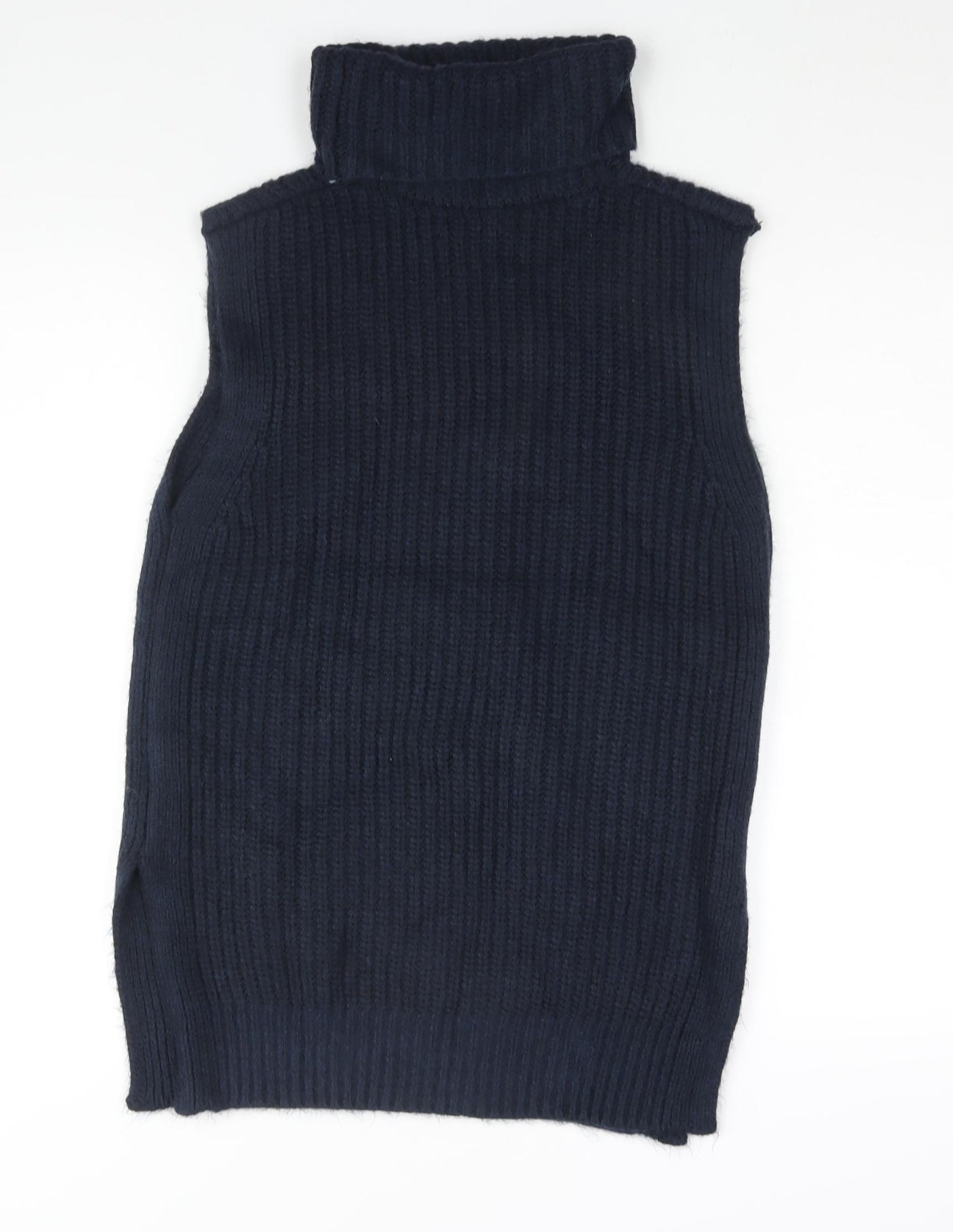 Marks and Spencer Womens Blue Roll Neck Polyester Vest Jumper Size XS