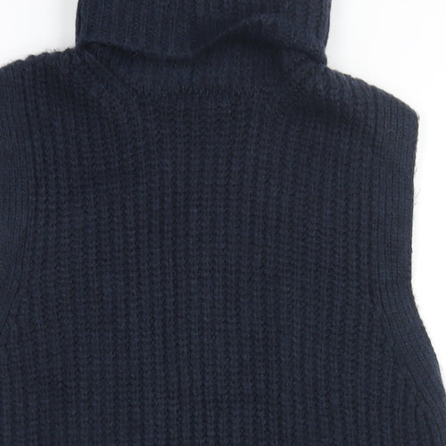 Marks and Spencer Womens Blue Roll Neck Polyester Vest Jumper Size XS
