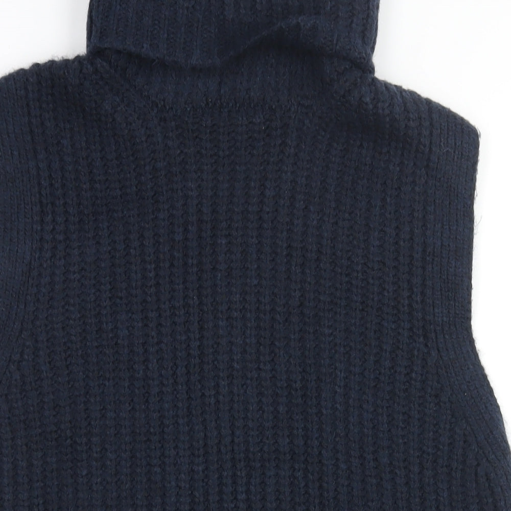 Marks and Spencer Womens Blue Roll Neck Polyester Vest Jumper Size XS