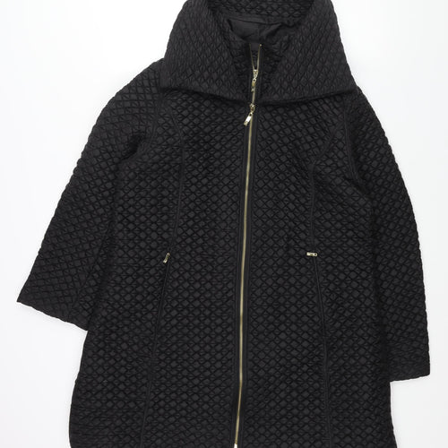 Yera Womens Black Quilted Coat Size L Zip - Layered