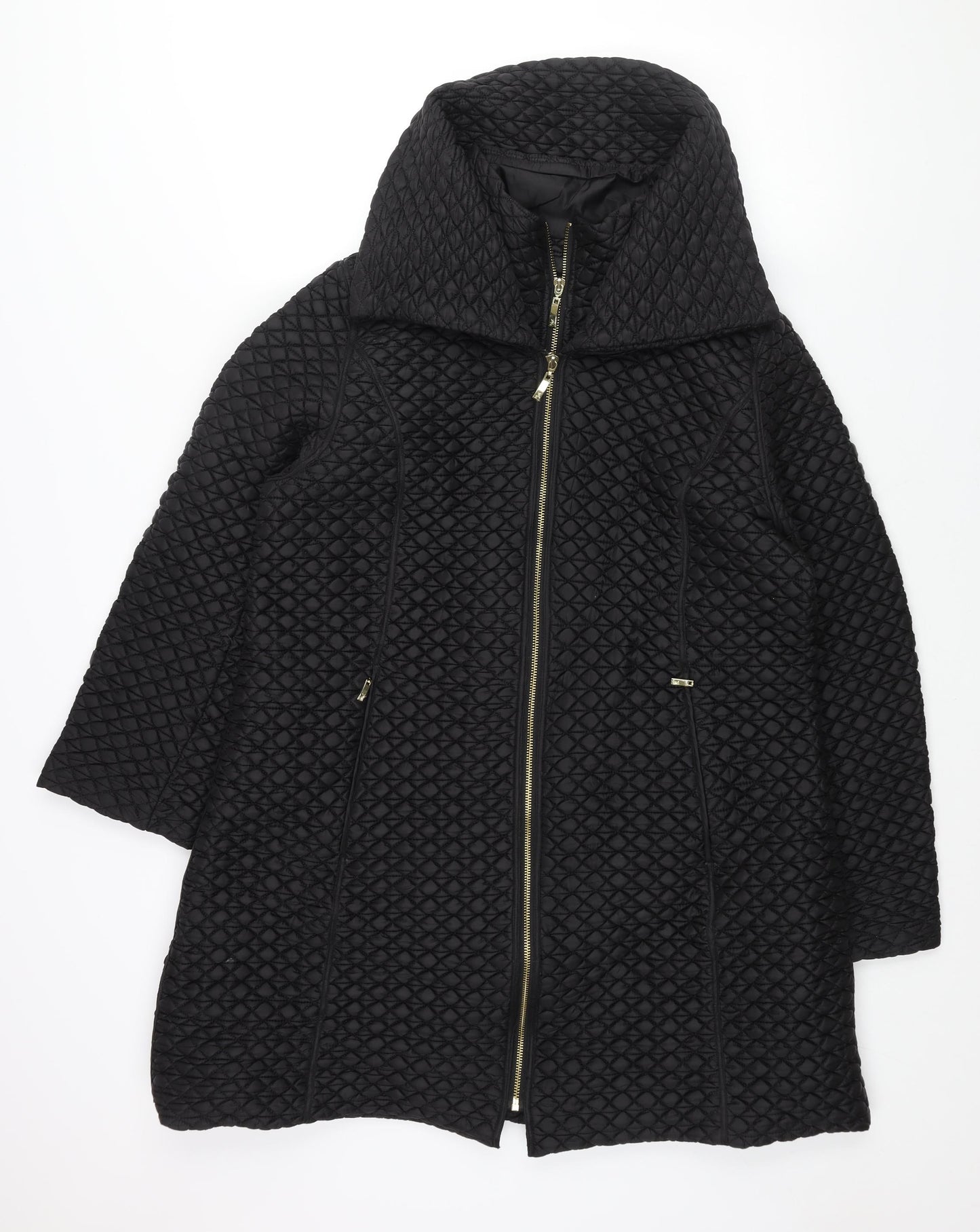 Yera Womens Black Quilted Coat Size L Zip - Layered