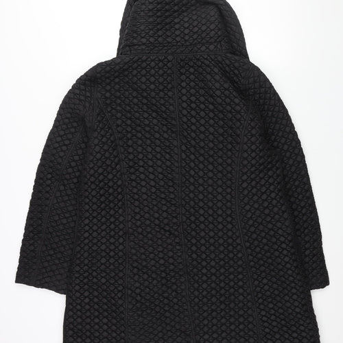Yera Womens Black Quilted Coat Size L Zip - Layered