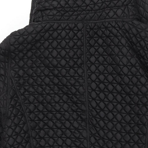 Yera Womens Black Quilted Coat Size L Zip - Layered