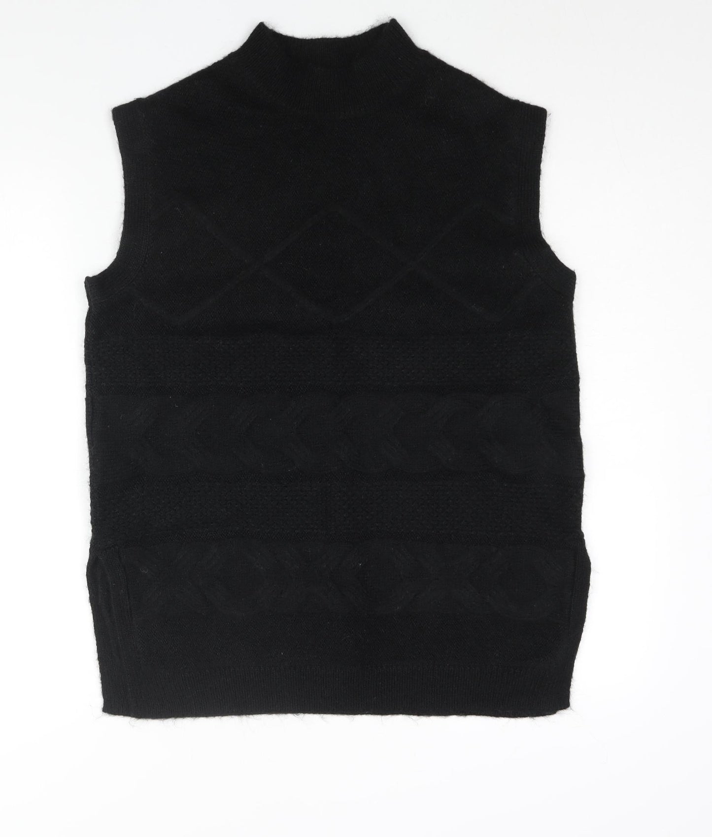 Per Una Womens Black Mock Neck Acrylic Vest Jumper Size M