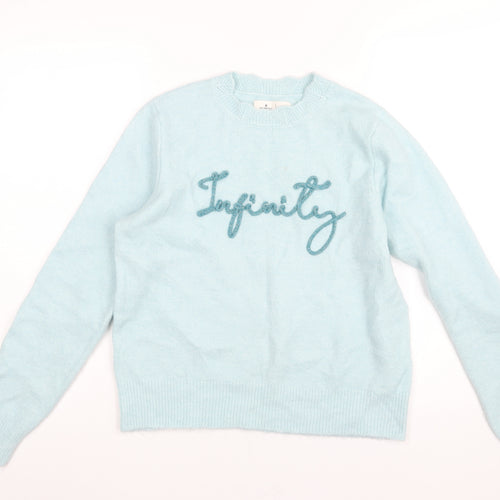 Springfield Womens Blue Mock Neck Acrylic Pullover Jumper Size L - Infinity