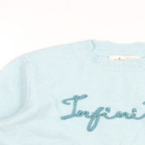 Springfield Womens Blue Mock Neck Acrylic Pullover Jumper Size L - Infinity
