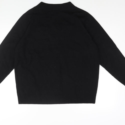 Wardrobe Womens Black V-Neck Acrylic Pullover Jumper Size 16 - Satin Lace Detail Size 16-18