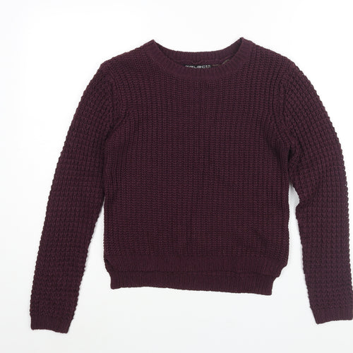 Select Womens Purple Mock Neck Acrylic Pullover Jumper Size 8