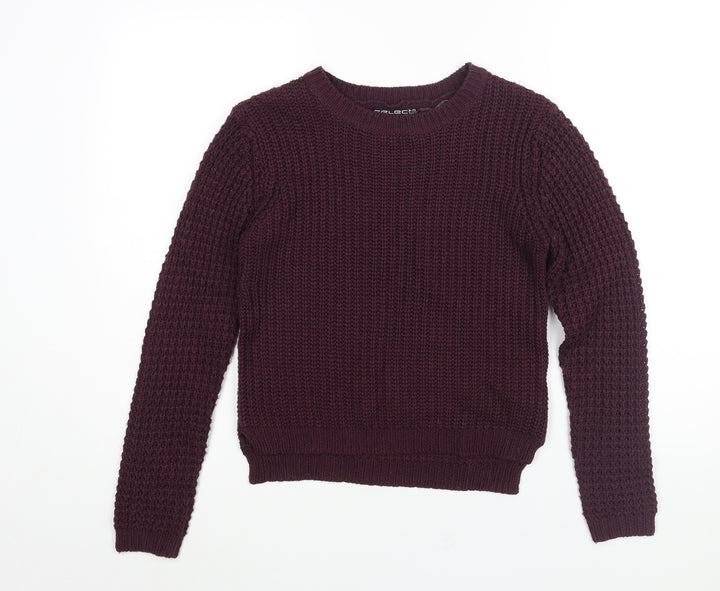 Select Womens Purple Mock Neck Acrylic Pullover Jumper Size 8