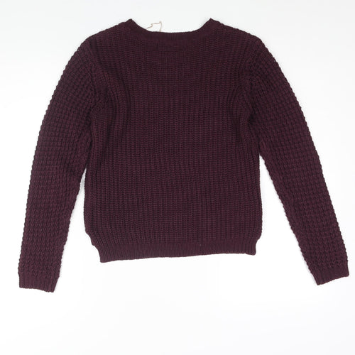 Select Womens Purple Mock Neck Acrylic Pullover Jumper Size 8