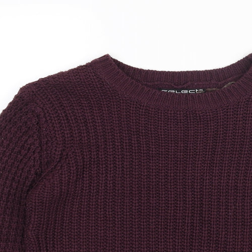 Select Womens Purple Mock Neck Acrylic Pullover Jumper Size 8