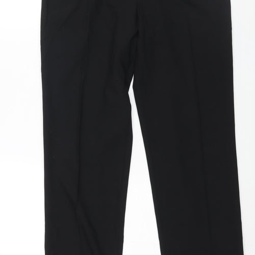 Marks and Spencer Womens Black Polyester Trousers Size 14 L28 in Regular Zip