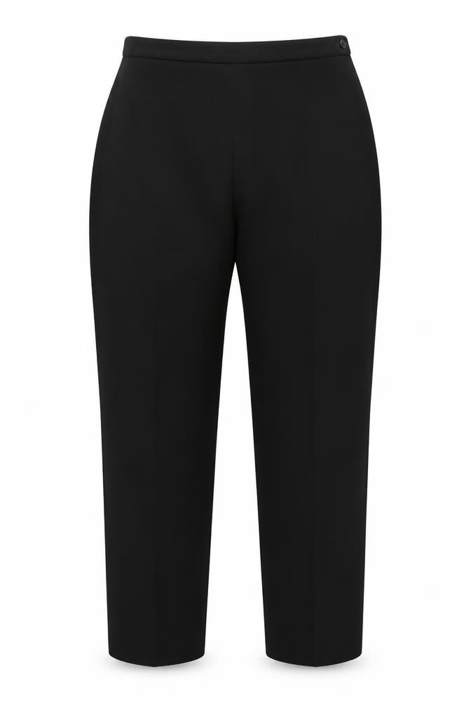 Front view of AMARANTO women’s black polyester trousers, size UK 16, 29-inch leg regular zip