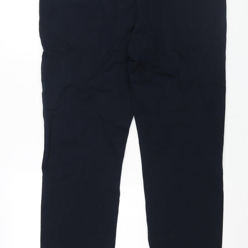 Marks and Spencer Mens Blue Cotton Trousers Size 38 in L33 in Regular Zip