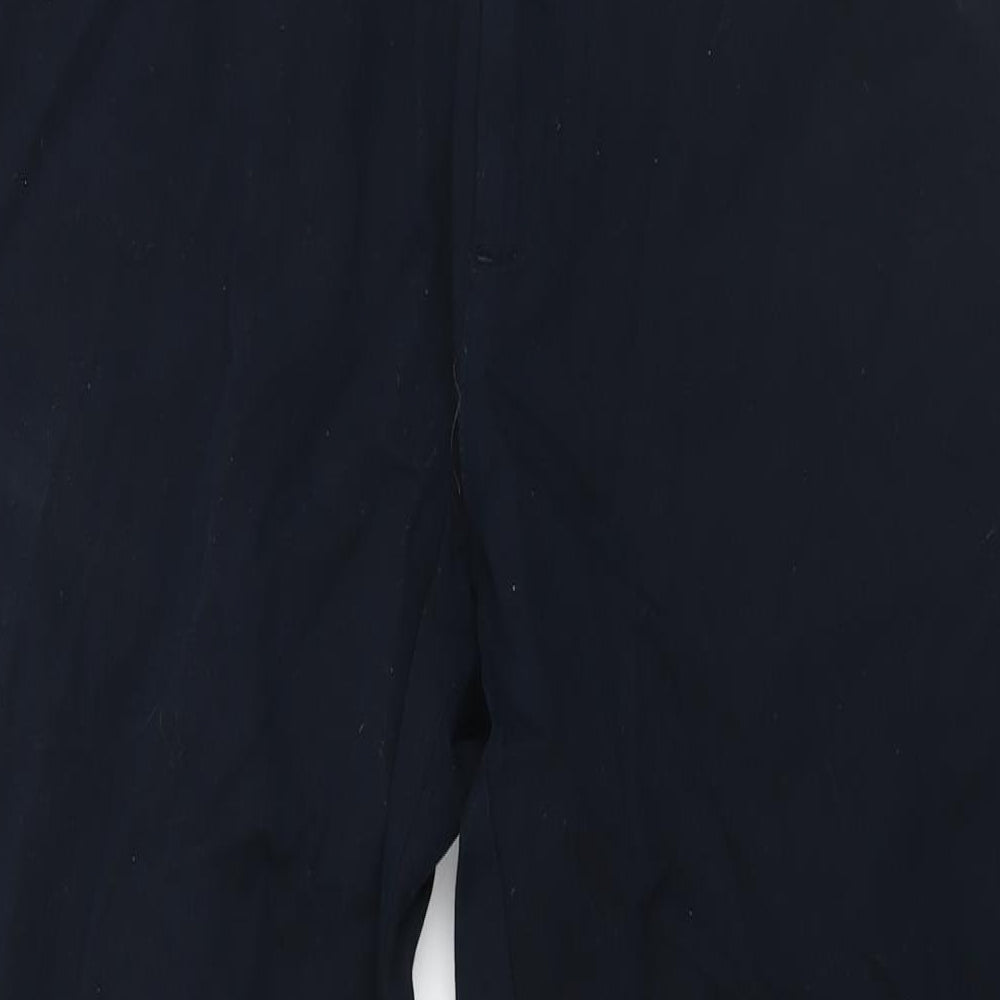 Marks and Spencer Mens Blue Cotton Trousers Size 38 in L33 in Regular Zip