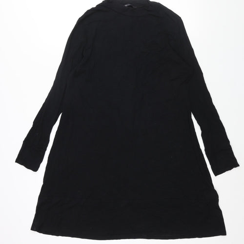 Marks and Spencer Womens Black Viscose A-Line Size 16 Round Neck Pullover