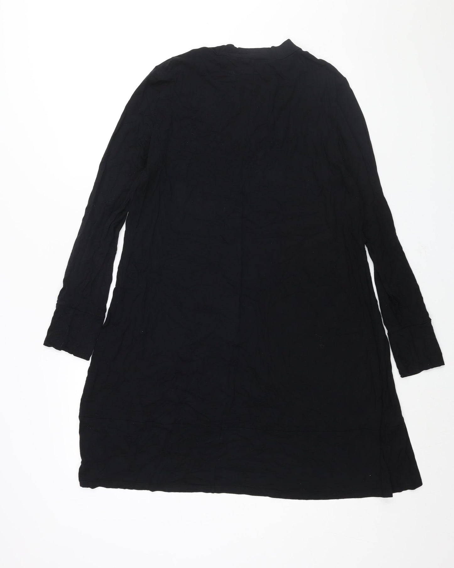 Marks and Spencer Womens Black Viscose A-Line Size 16 Round Neck Pullover