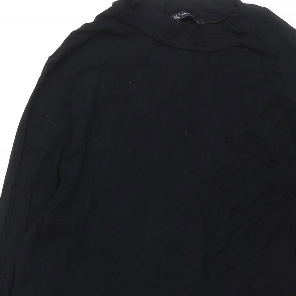 Marks and Spencer Womens Black Viscose A-Line Size 16 Round Neck Pullover