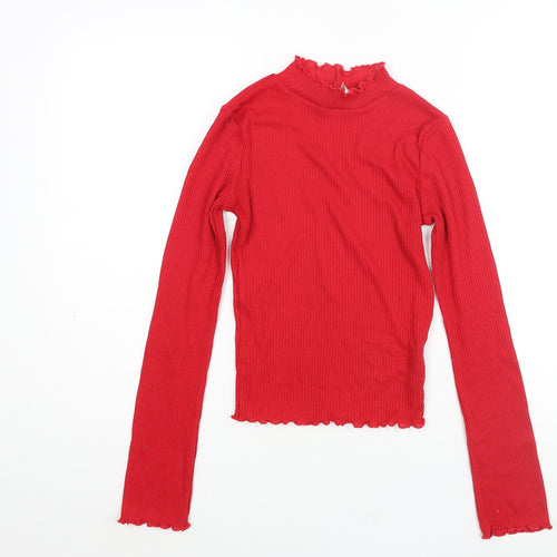 Divided by H&M Womens Red Polyester Basic Blouse Size XS Mock Neck