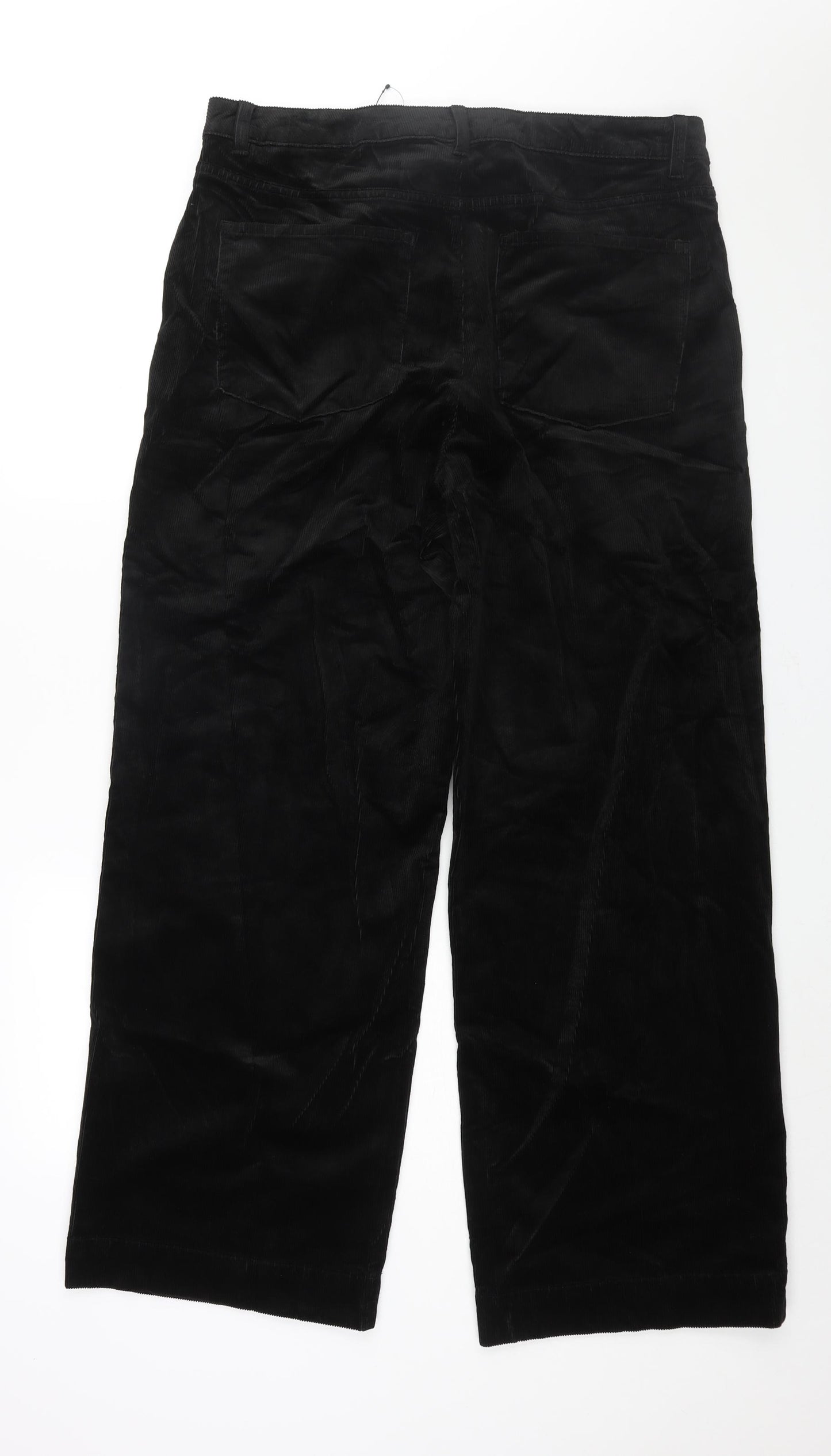 Marks and Spencer Womens Black Cotton Trousers Size 18 L30 in Regular Zip