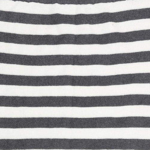 Marks and Spencer Womens Grey Striped Viscose Straight & Pencil Skirt Size L - Side Slit