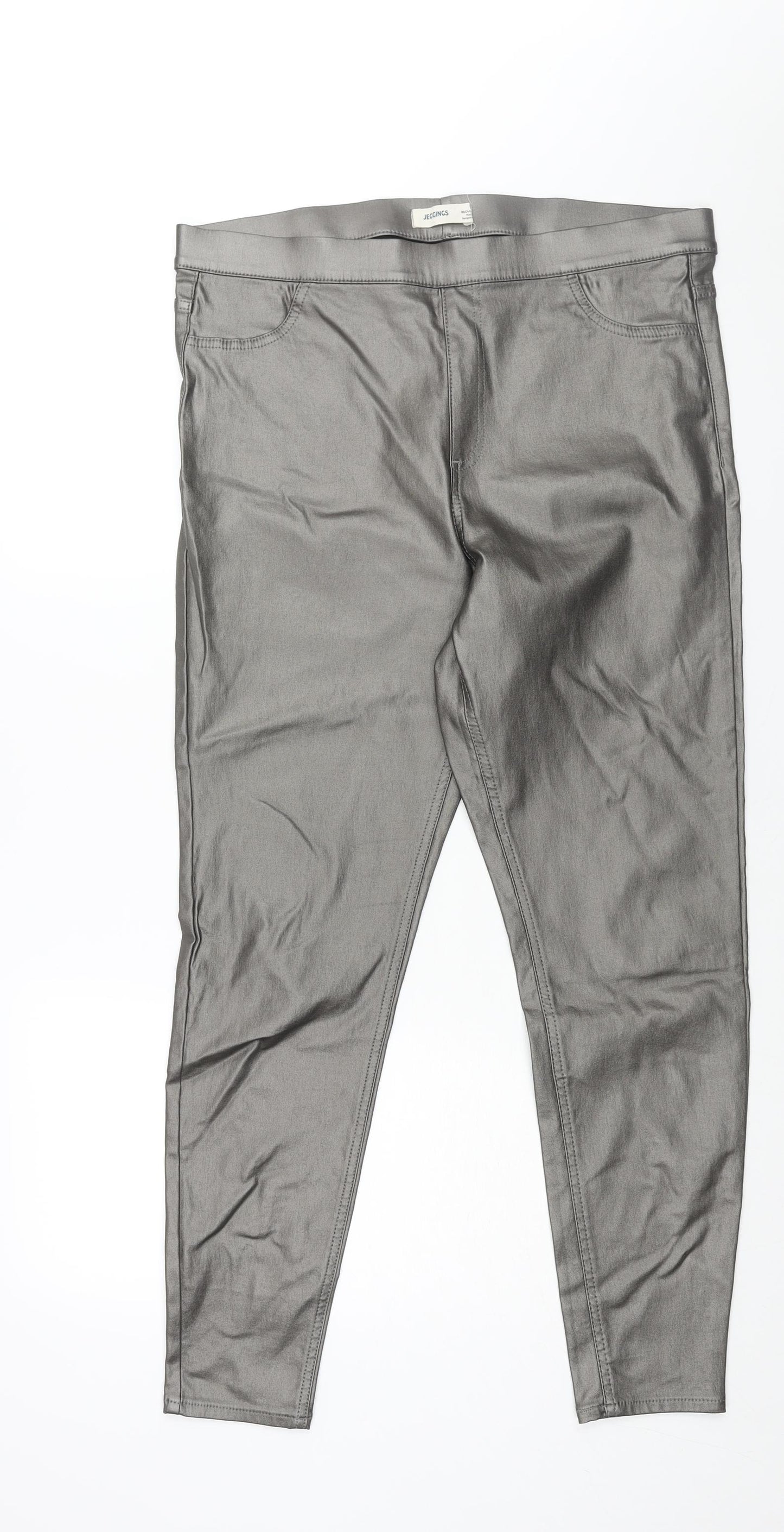 Marks and Spencer Womens Silver Vinyl Cropped Leggings Size 18 L29 in