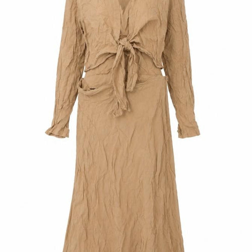 ASOS Womens Brown Viscose Shirt Dress Size 10 Collared Zip - Tie Detail Cut Out