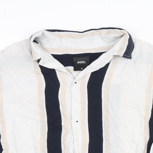 Burton Mens Multicoloured Striped Cotton Button-Up Size M Collared Button