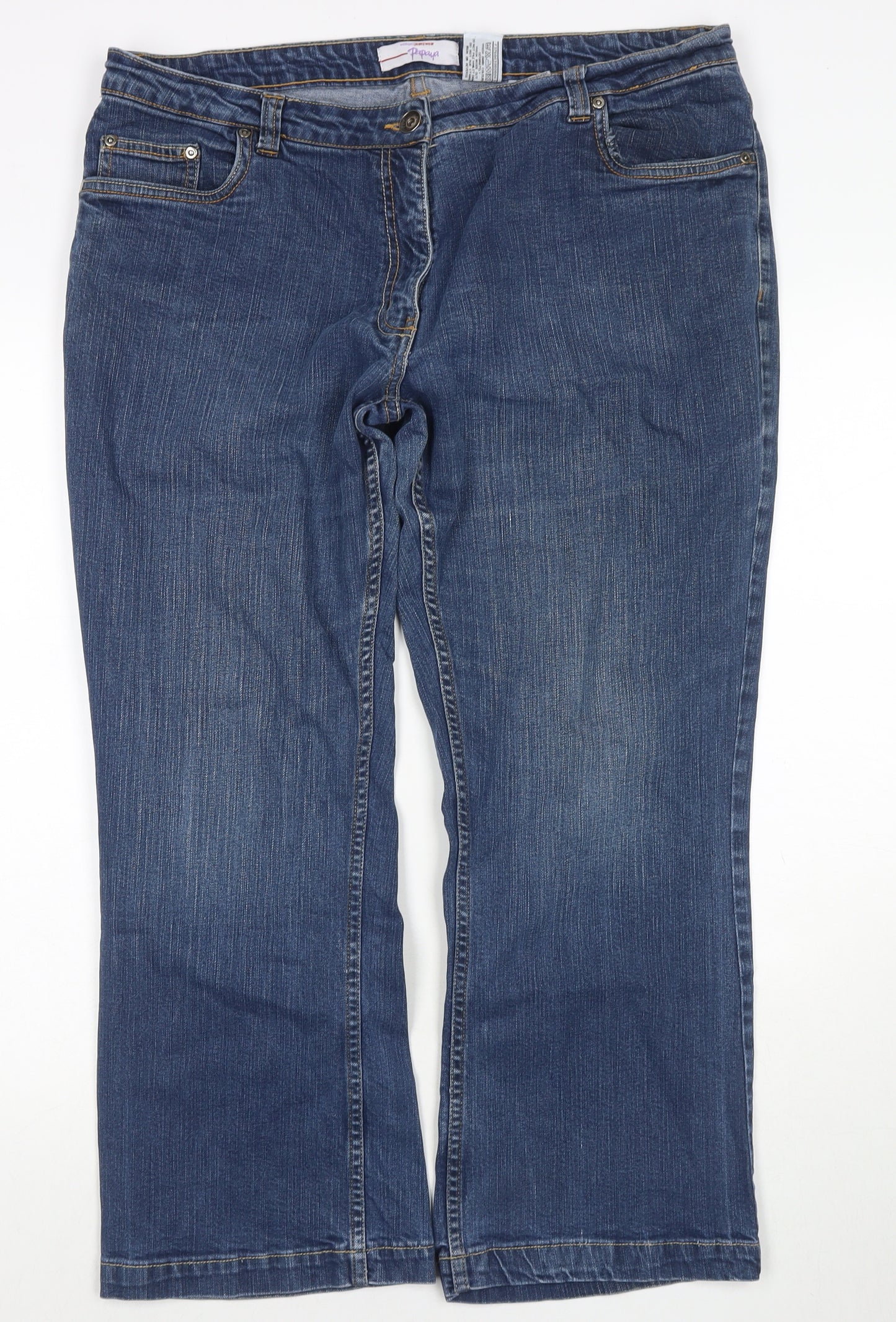Papaya Womens Blue Cotton Bootcut Jeans Size 18 L25 in Regular Zip