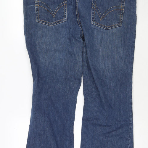 Papaya Womens Blue Cotton Bootcut Jeans Size 18 L25 in Regular Zip