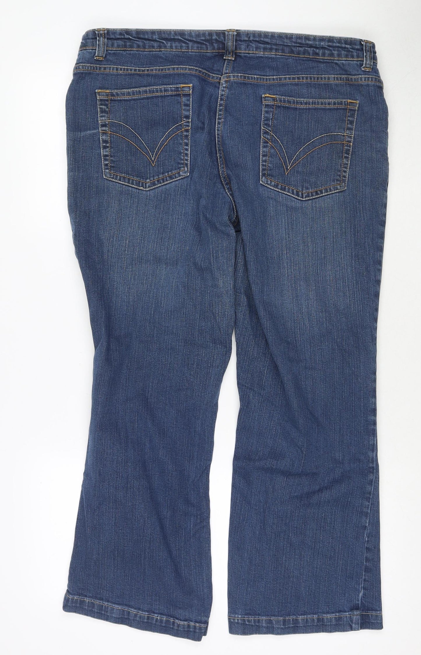 Papaya Womens Blue Cotton Bootcut Jeans Size 18 L25 in Regular Zip