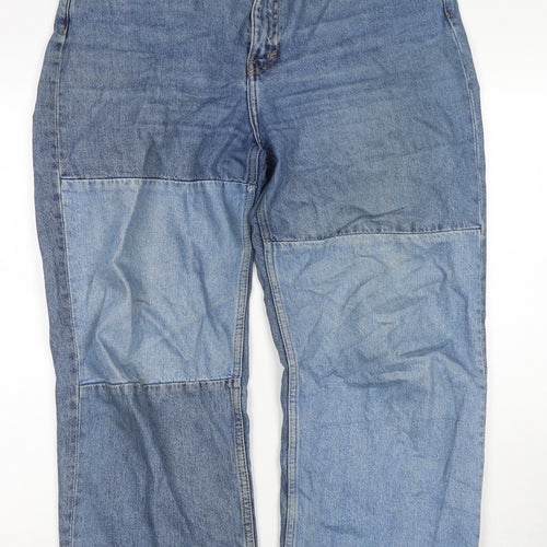 Monki Womens Blue Cotton Mom Jeans Size 32 in L25 in Regular Zip