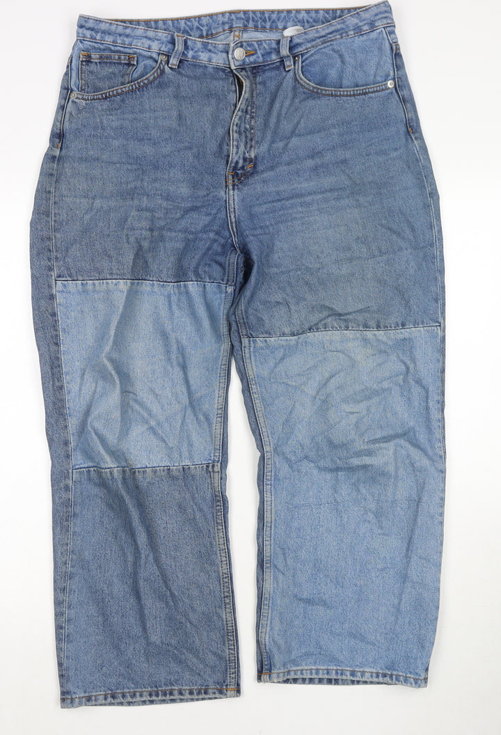 Monki Womens Blue Cotton Mom Jeans Size 32 in L25 in Regular Zip
