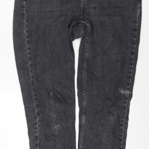 Topshop Womens Grey Cotton Straight Jeans Size 32 in L34 in Regular Zip