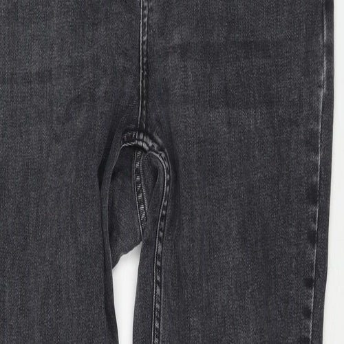 Topshop Womens Grey Cotton Straight Jeans Size 32 in L34 in Regular Zip
