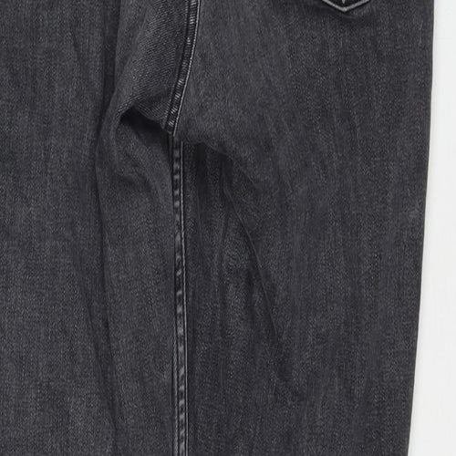 Topshop Womens Grey Cotton Straight Jeans Size 32 in L34 in Regular Zip