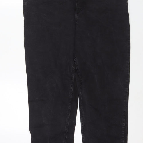 Simply Be Womens Black Cotton Straight Jeans Size 18 L29 in Regular Zip