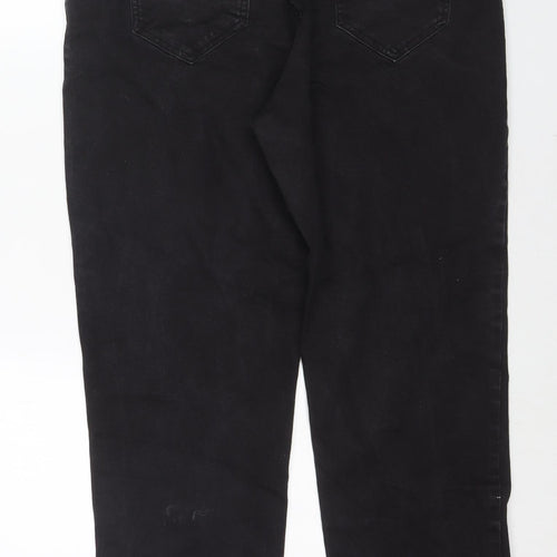 Simply Be Womens Black Cotton Straight Jeans Size 18 L29 in Regular Zip
