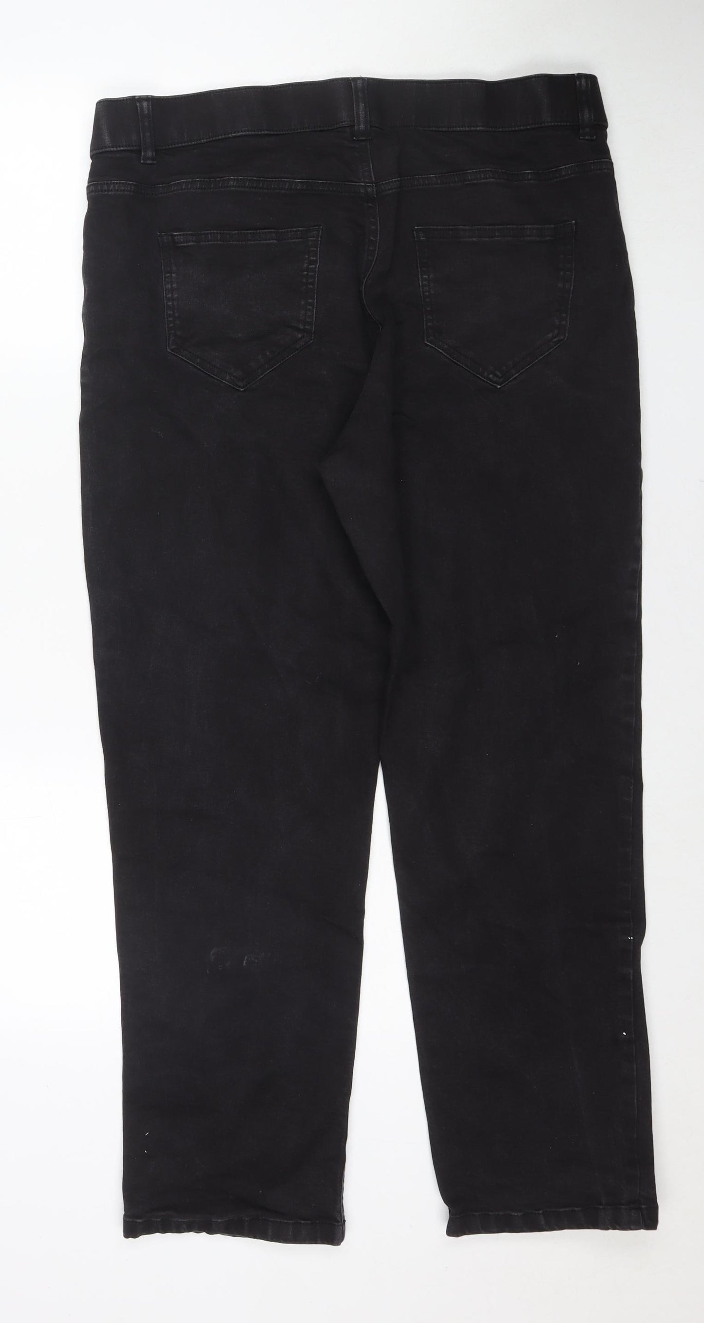 Simply Be Womens Black Cotton Straight Jeans Size 18 L29 in Regular Zip