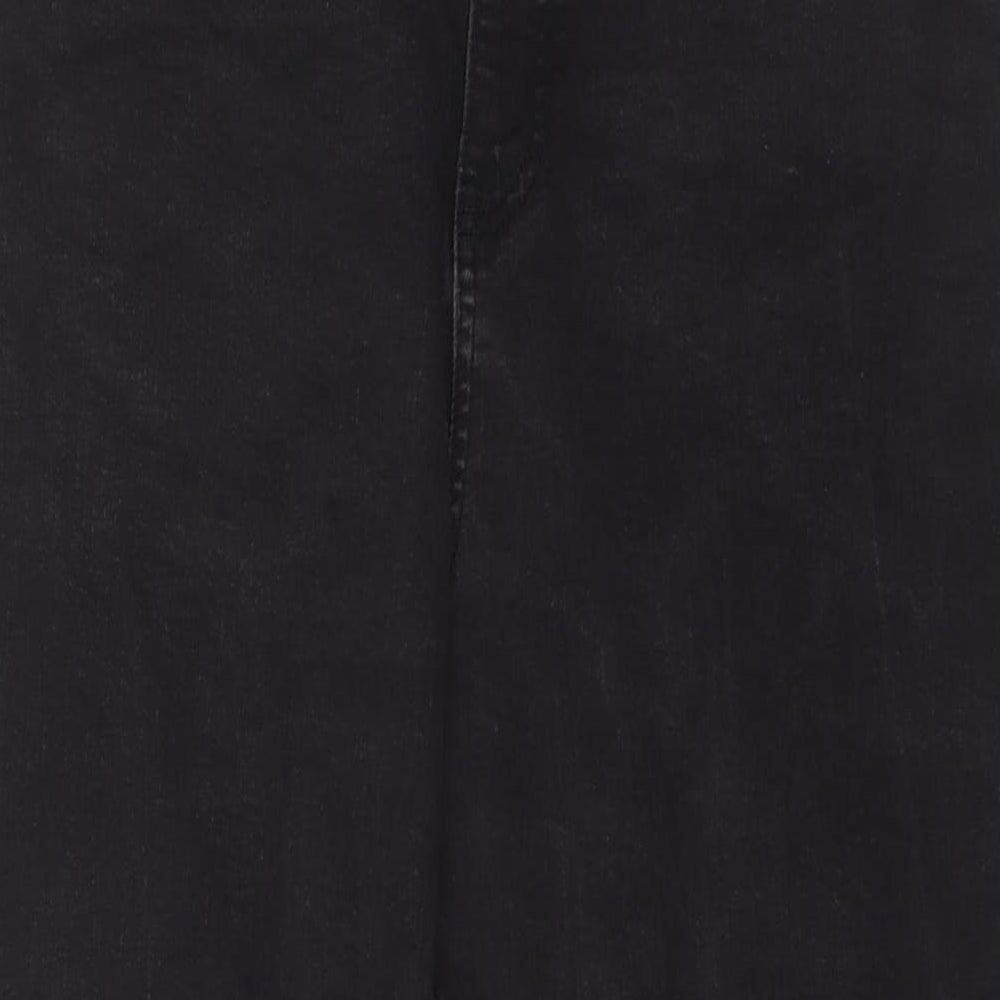 Simply Be Womens Black Cotton Straight Jeans Size 18 L29 in Regular Zip