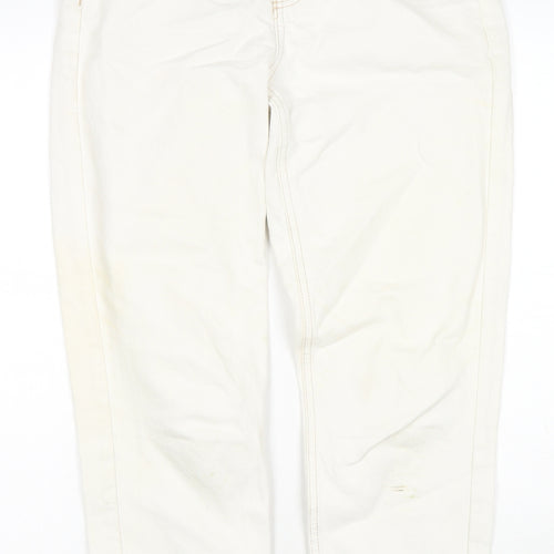 Topshop Womens White Cotton Mom Jeans Size 28 in L30 in Regular Zip