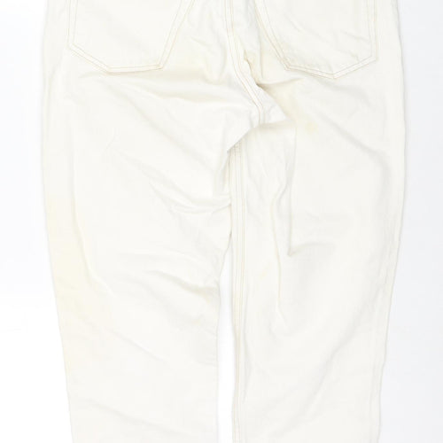 Topshop Womens White Cotton Mom Jeans Size 28 in L30 in Regular Zip