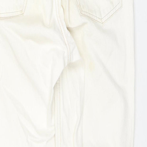 Topshop Womens White Cotton Mom Jeans Size 28 in L30 in Regular Zip