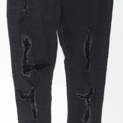Boohoo Womens Black Cotton Skinny Jeans Size 8 L28 in Regular Zip